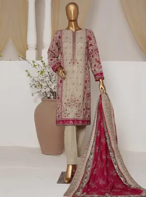 HZ Textile Embroidered Khaddar Unstitched 3 Piece Suit - HZ23PK 19