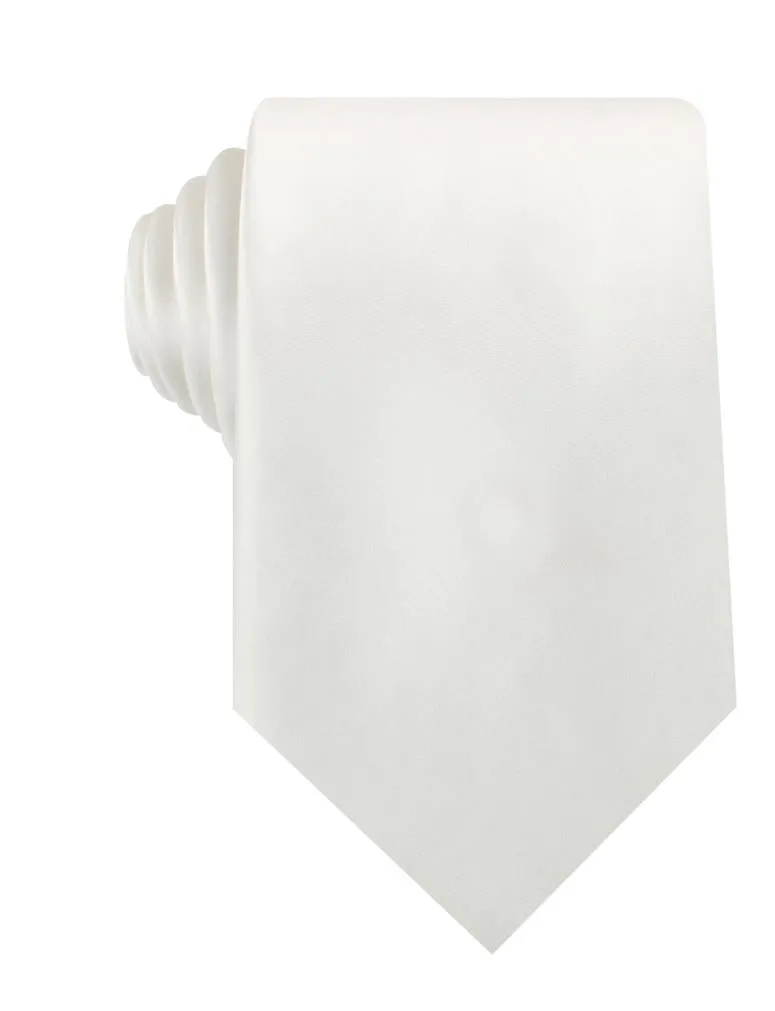 Ivory Crisp Satin Necktie