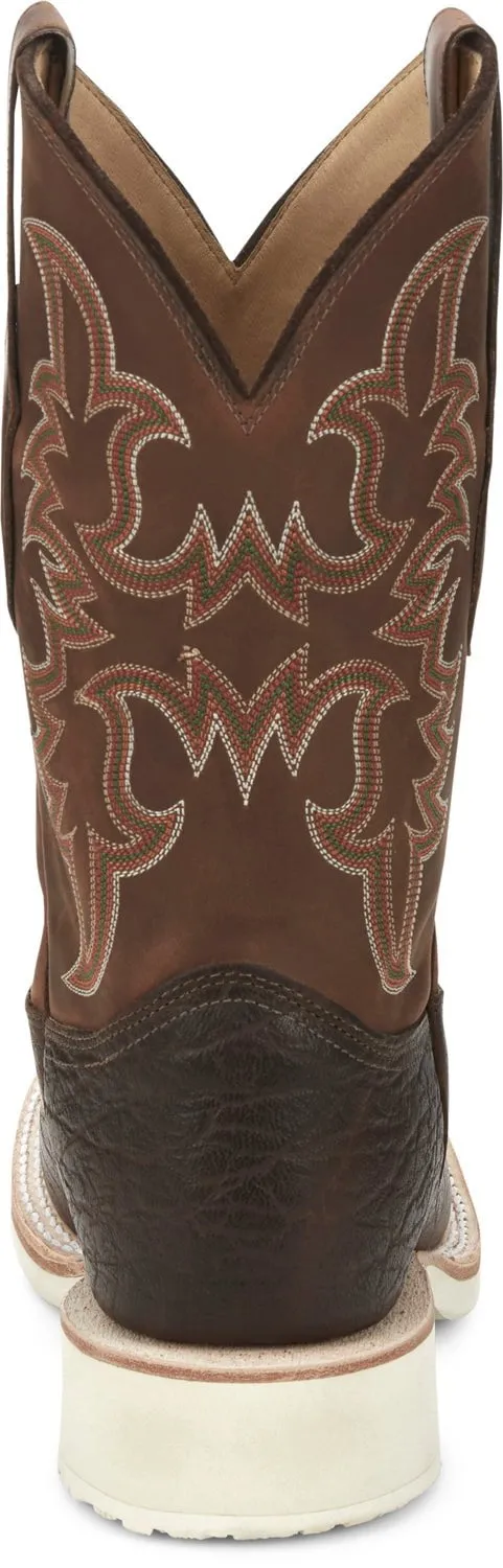 Justin 11in Mens Chestnut Ryker Leather Cowboy Boots