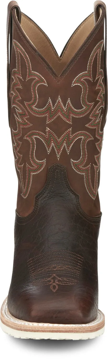 Justin 11in Mens Chestnut Ryker Leather Cowboy Boots