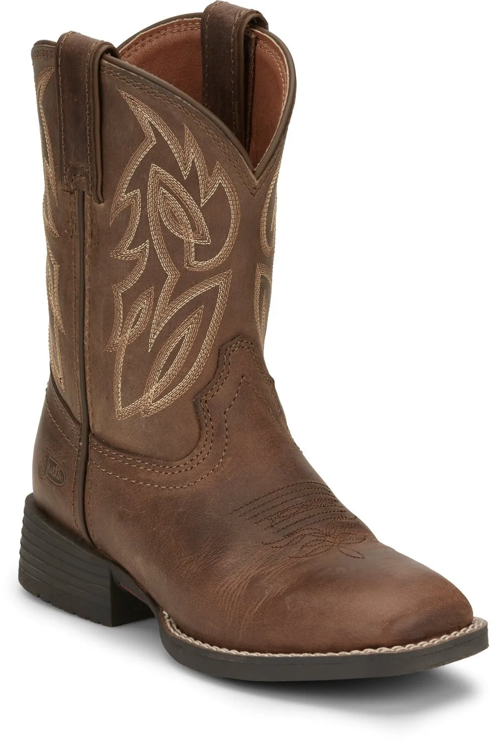 Justin 8in Square Toe Dusky Canter Junior Leather Cowboy Boots 11 D