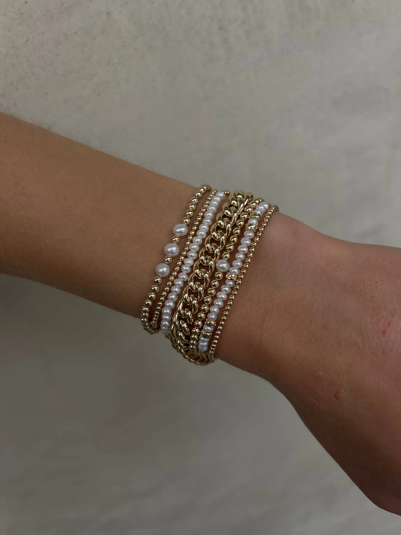 Karen Lazar Design 3MM Signature Bracelet with 3 White Pearl Pattern