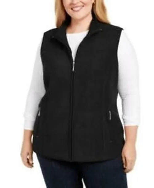 Karen Scott Women's Plus Size Zip-Front Vest Black Size 3X