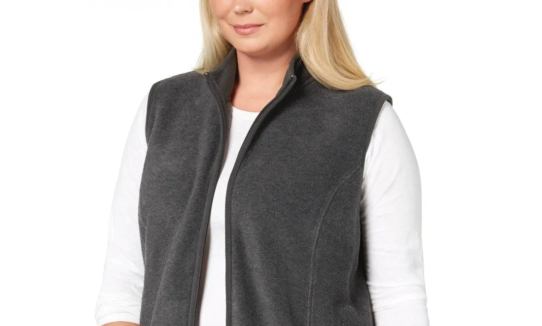 Karen Scott Women's Plus Size Zip-Front Vest Charcoal Size 3X