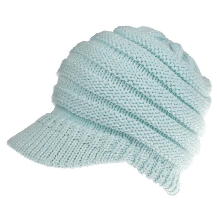 Knitted Baseball Cap Messy Bun Beanie Women Ponytail Beanies Autumn Winter Hats Female Soft Knitting Caps Warm Ladies Skullies