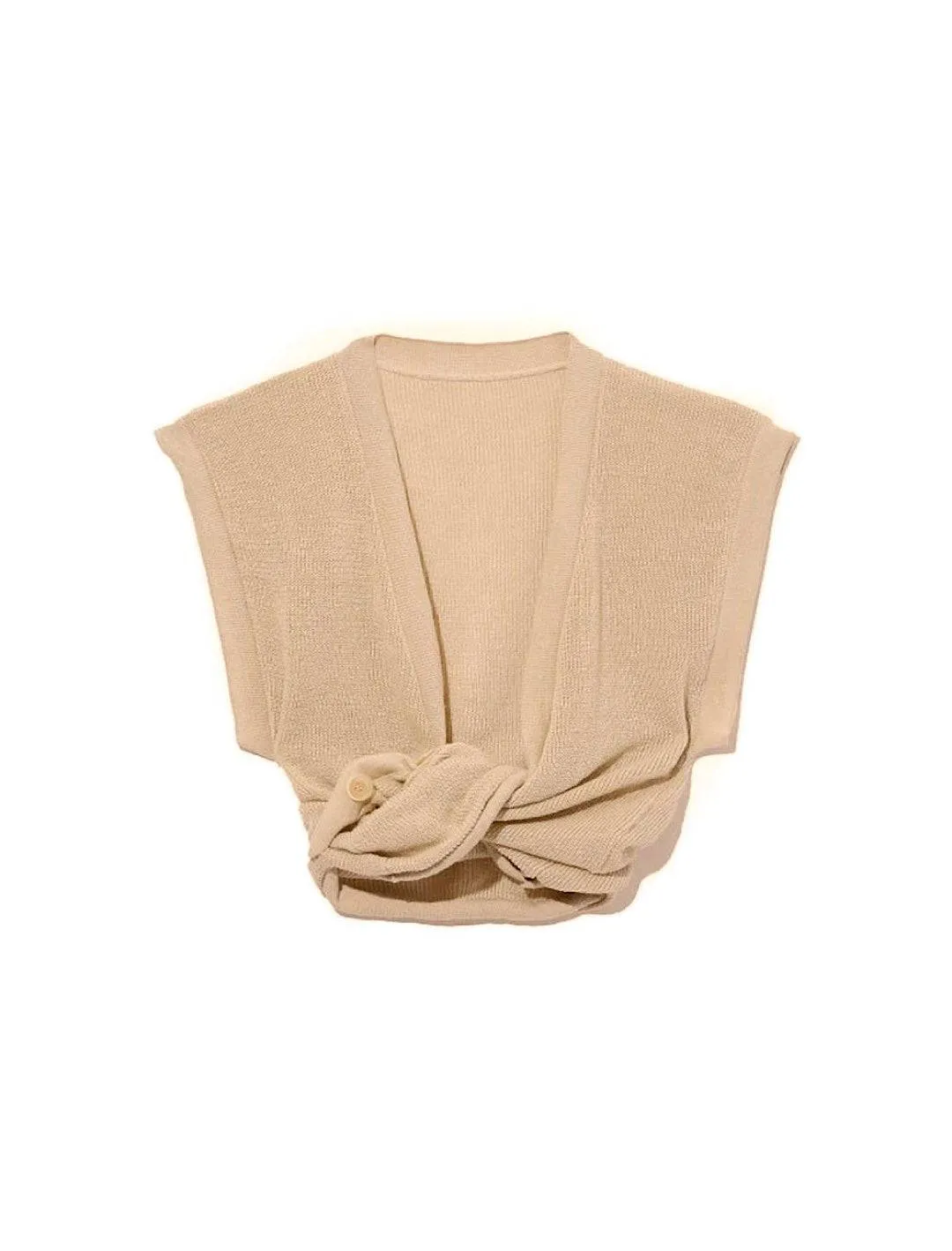 Knotted Deep Cleavage Front Knit Top