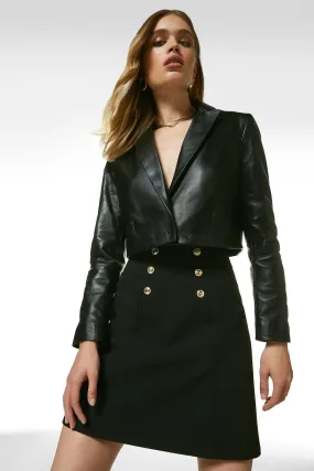 Leather Cropped Jacket | Karen Millen