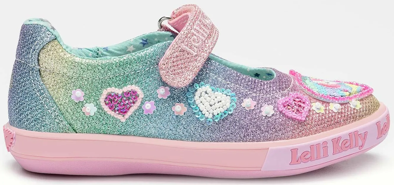 Lelli Kelly LK 7072 Unicorn Gem Multi Glitter Sparkle Dolly Shoes