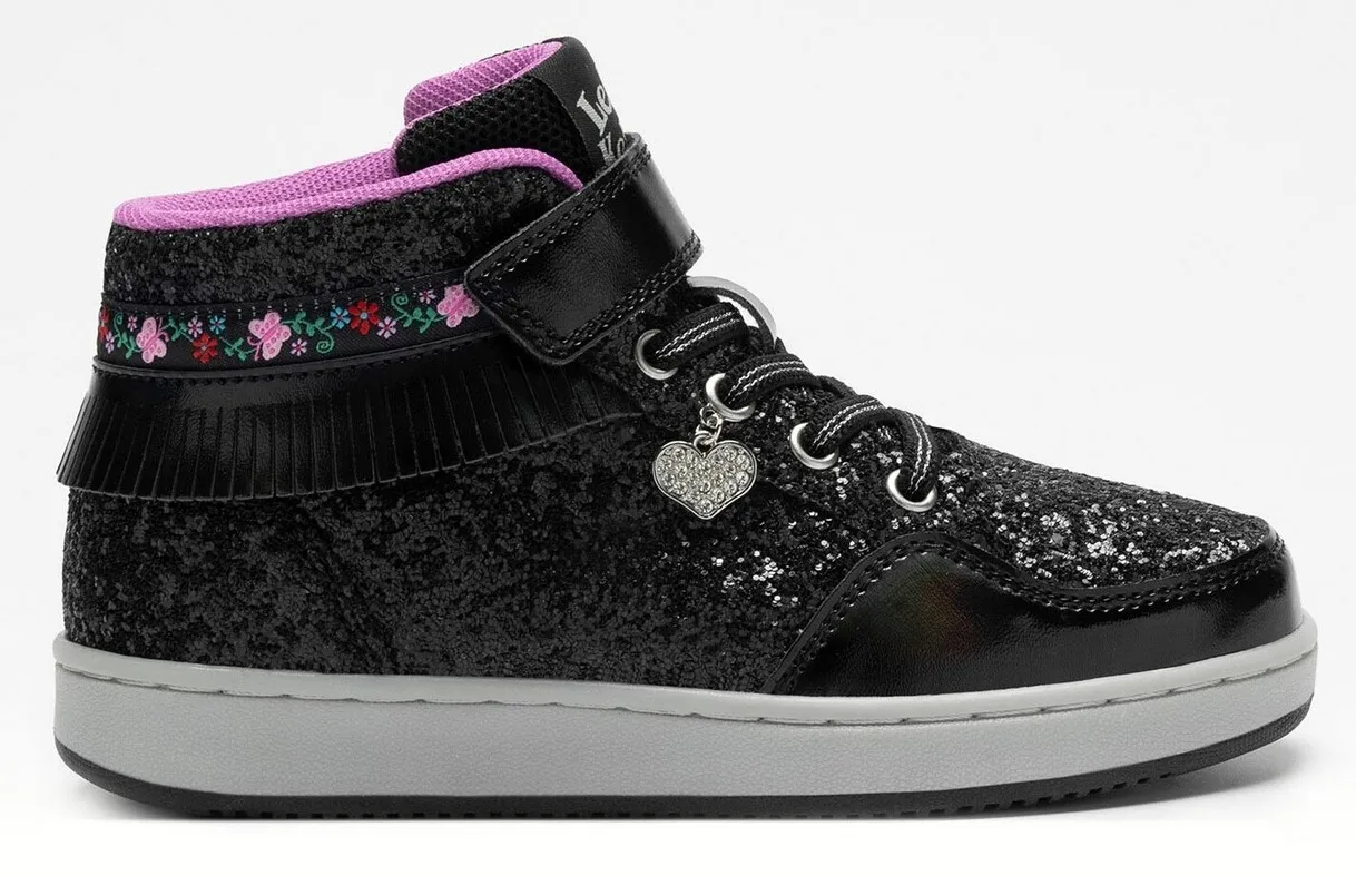 LELLI KELLY LKAA 8078 FRANGETTA MIX GLITTER HI-TOPS BOOTS BLACK