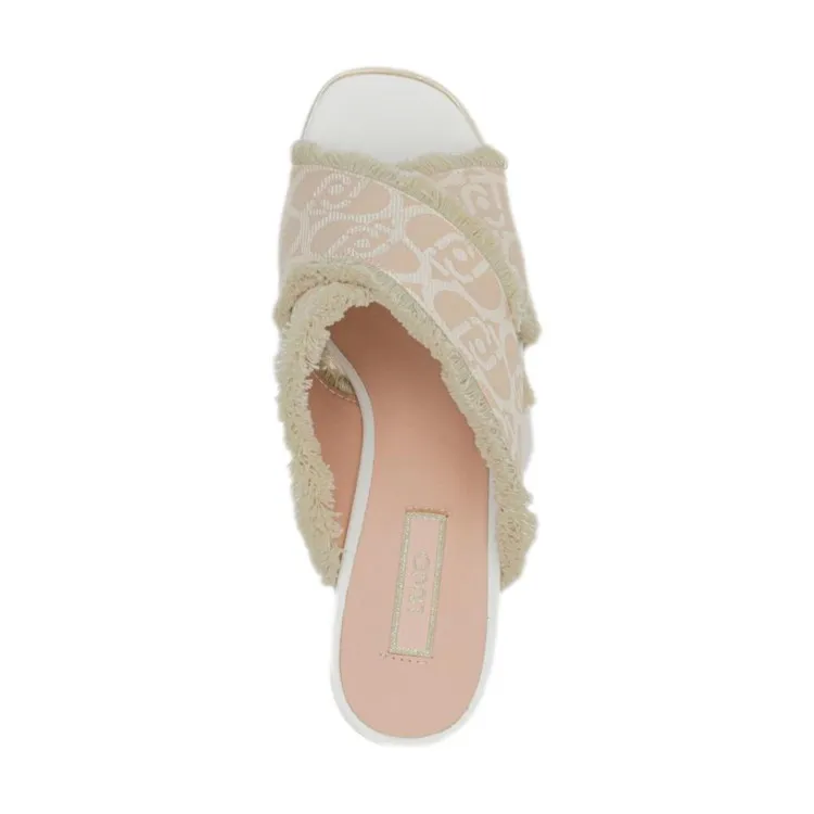 LIU JO KAREN 03 Sandali con Zeppa Donna in Tessuto Logato Beige