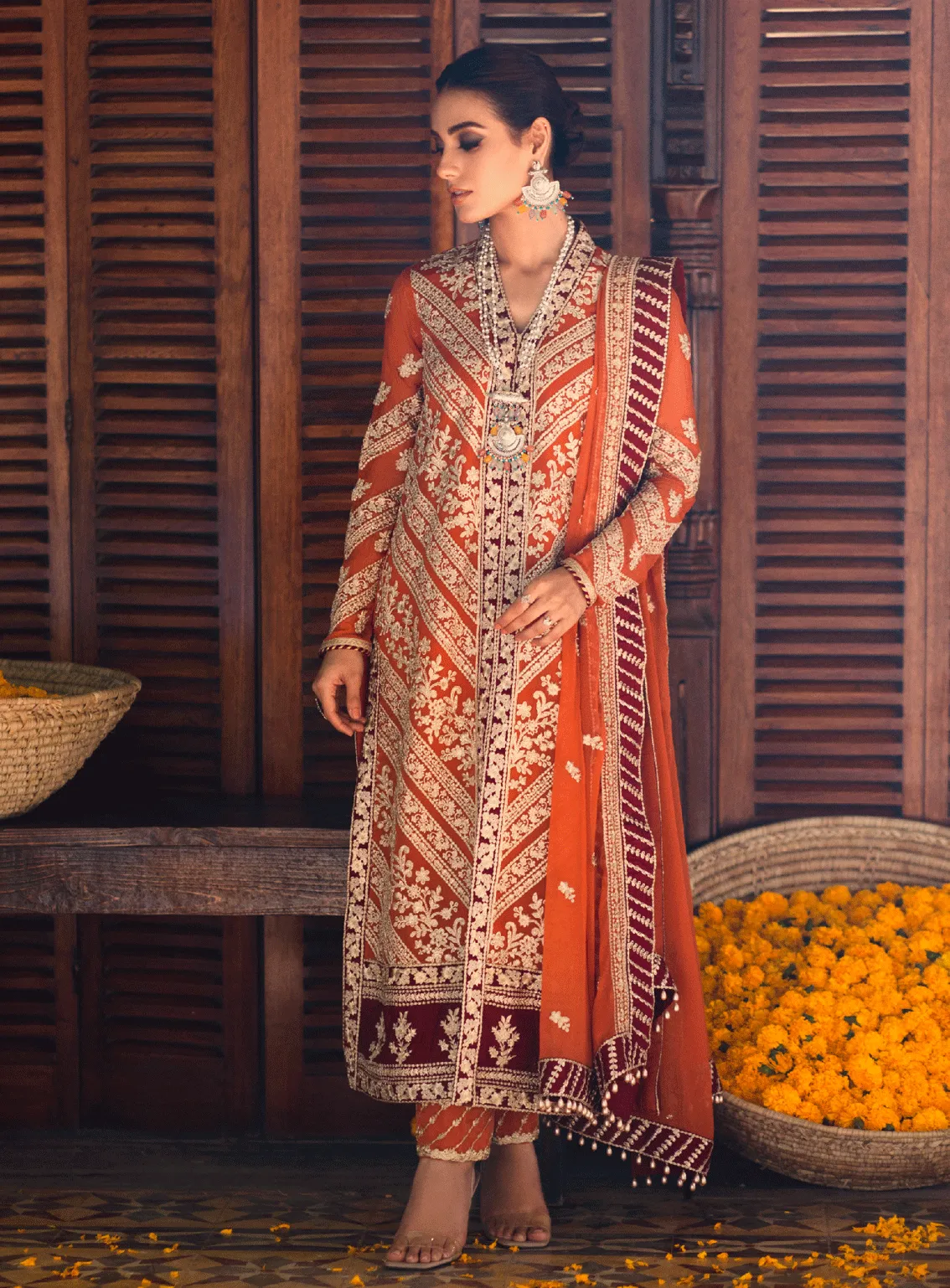 Luxe By Azure Embroidered Chiffon Unstitched 3 Piece Suit - AZU23L AS-115 GRANDEUR GLAM