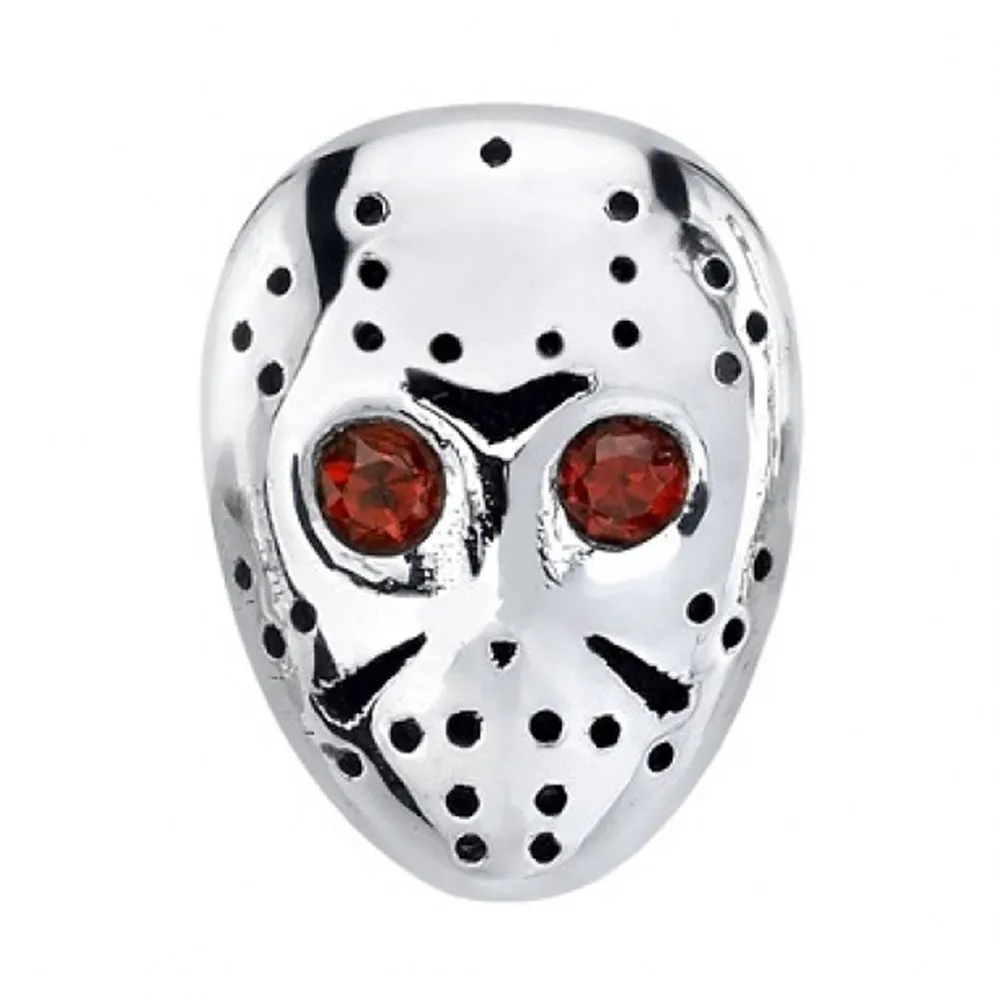 Mama's Boy Hockey Mask Threaded End in Gold with Garnet