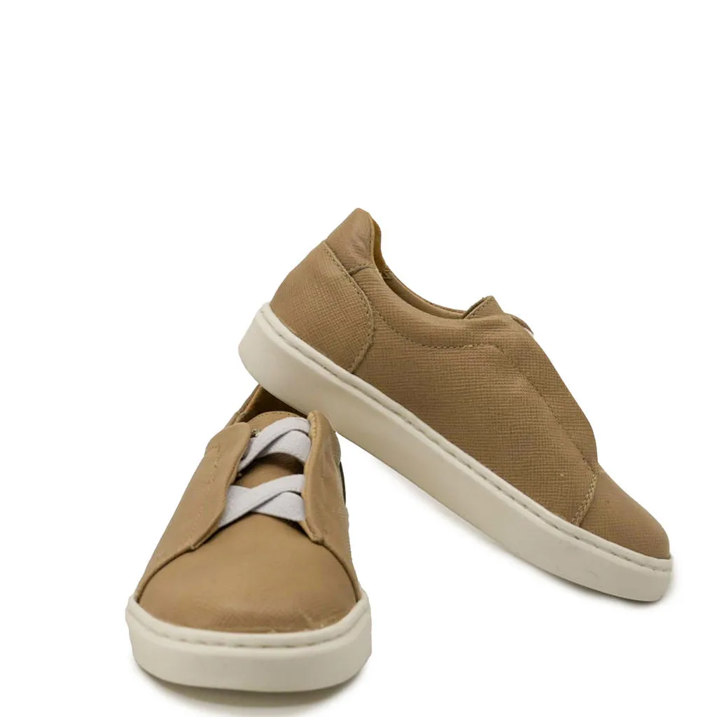 Manuela Taupe Textured Elastic Sneaker