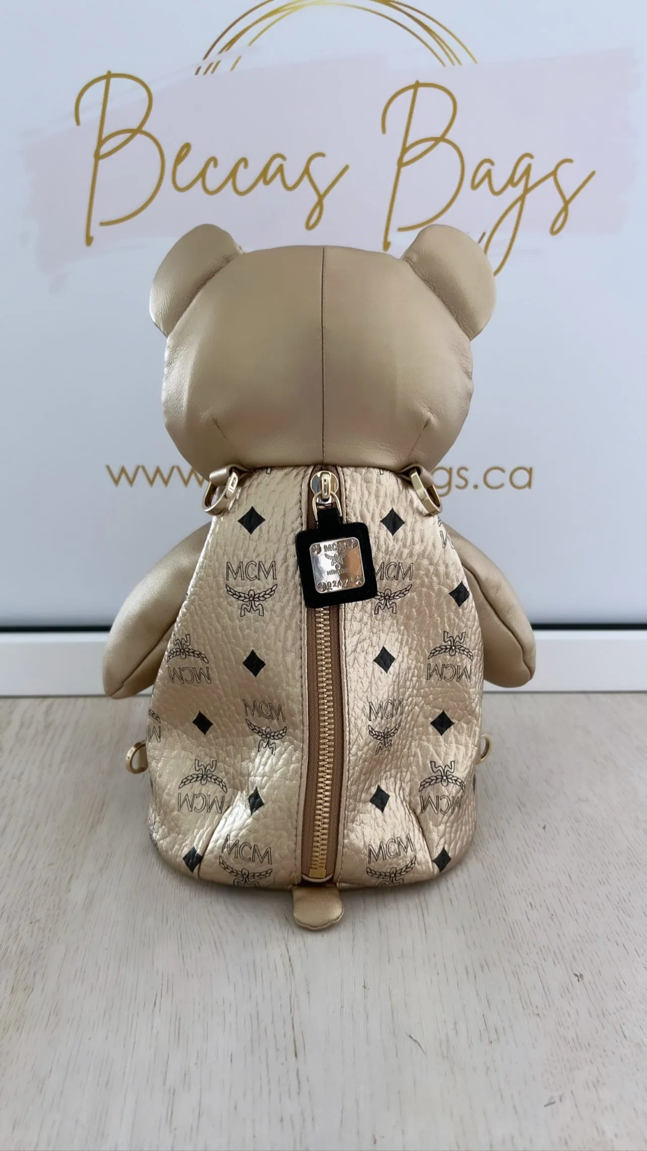 MCM Berlin Gold Zoo Teddy Bear Backpack