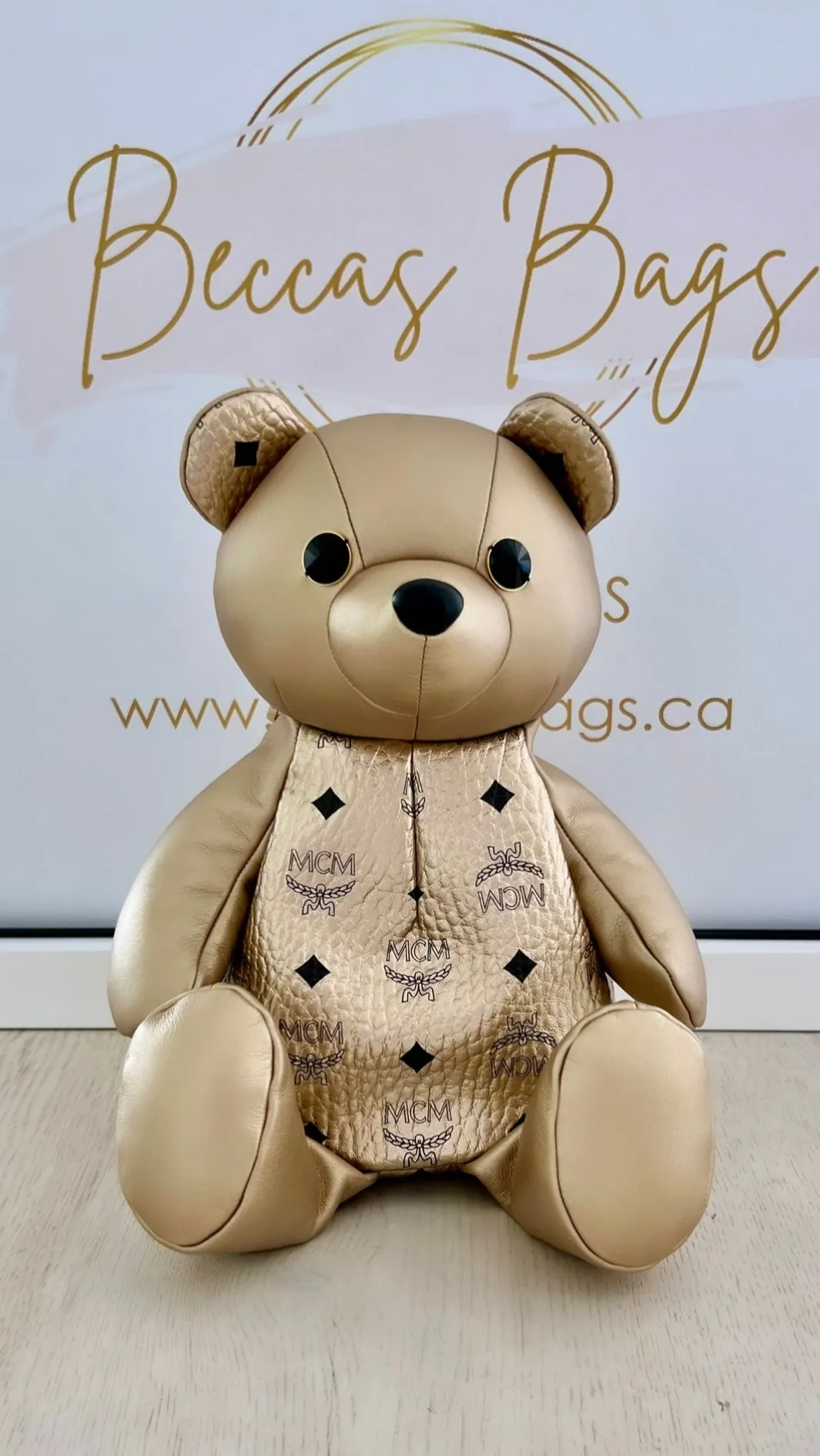 MCM Berlin Gold Zoo Teddy Bear Backpack