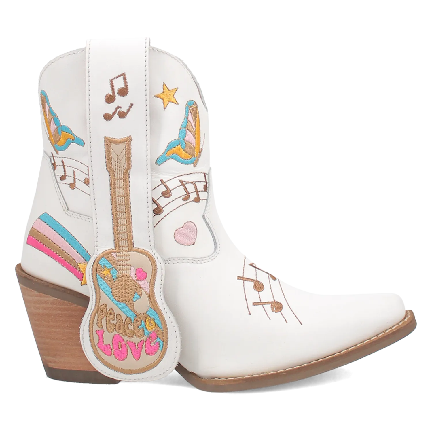 Melody White Leather & Embroidered Bootie (DS)