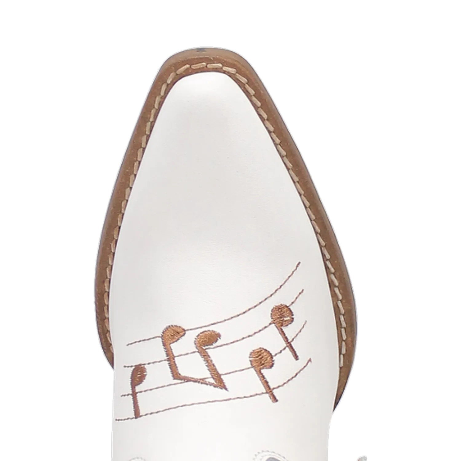 Melody White Leather & Embroidered Bootie (DS)