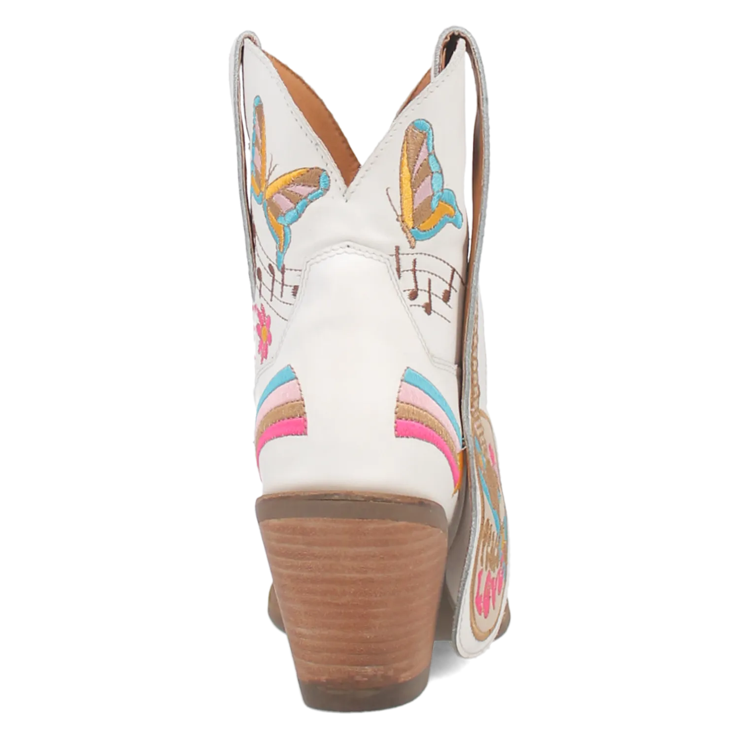 Melody White Leather & Embroidered Bootie (DS)