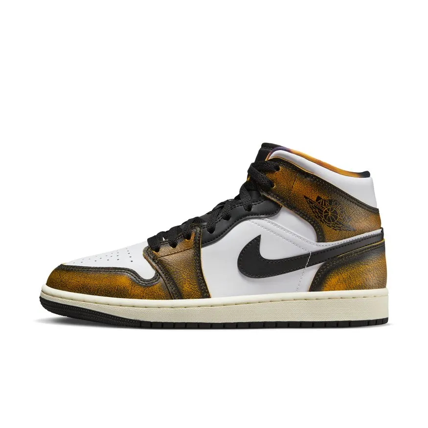 Men's Air Jordan 1 Mid SE - BLACK/TAXI-WHITE-SAIL