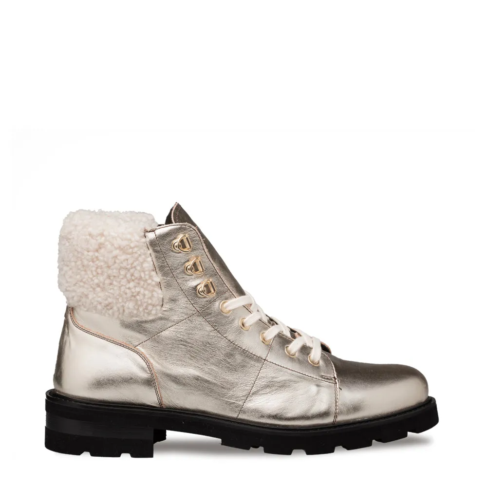 Metallic Calf Shearling Boot