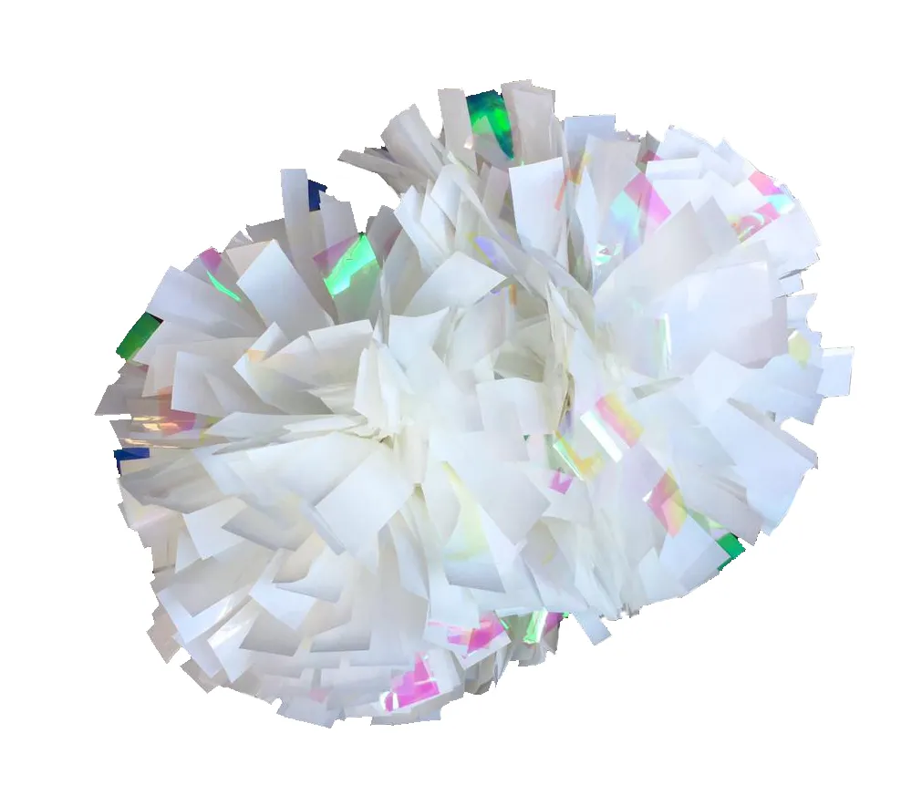 Metallic white / iridescent fire dance pom 4