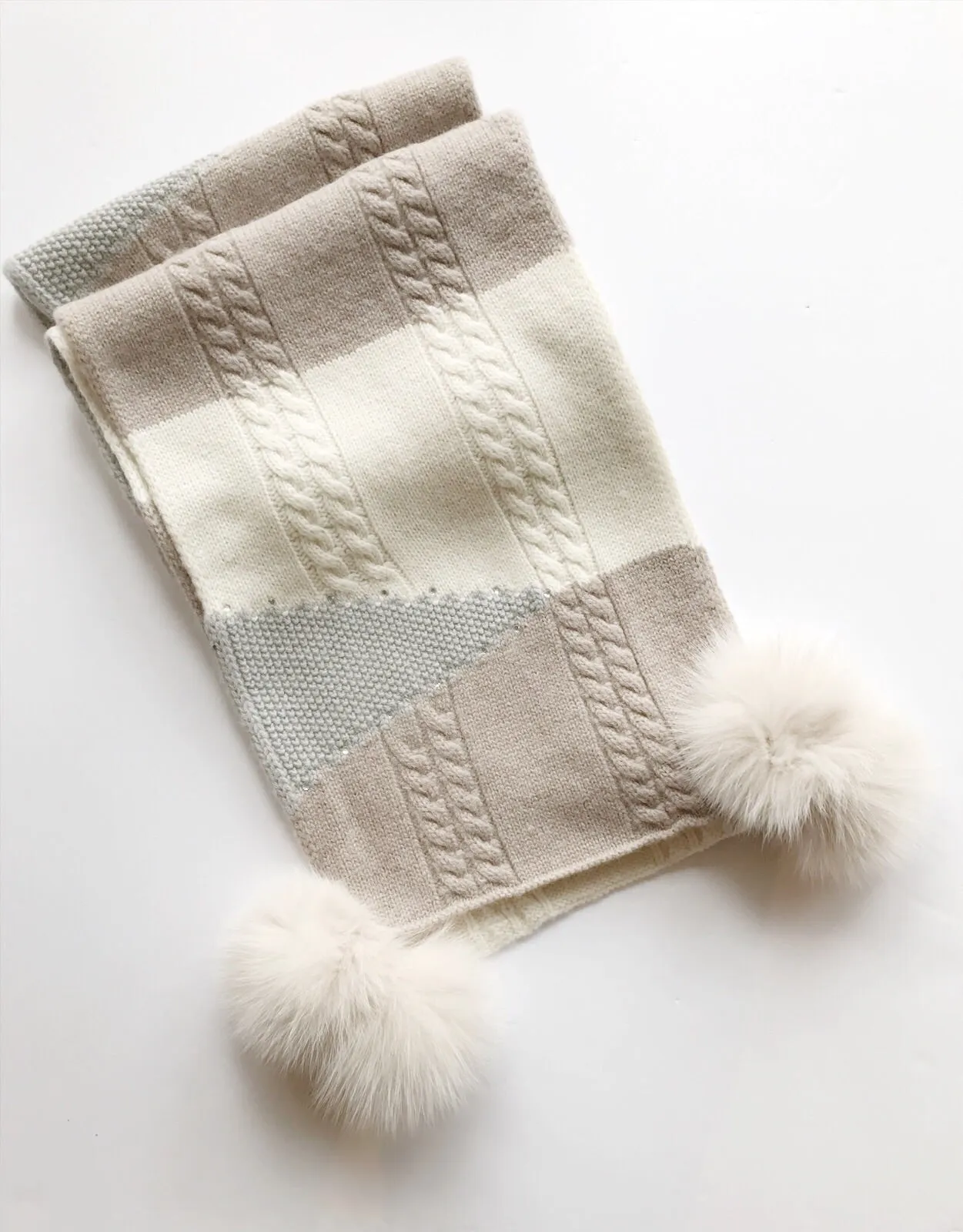 Mitchie's matching Knit Wool Color Blocking Scarf-Taupe