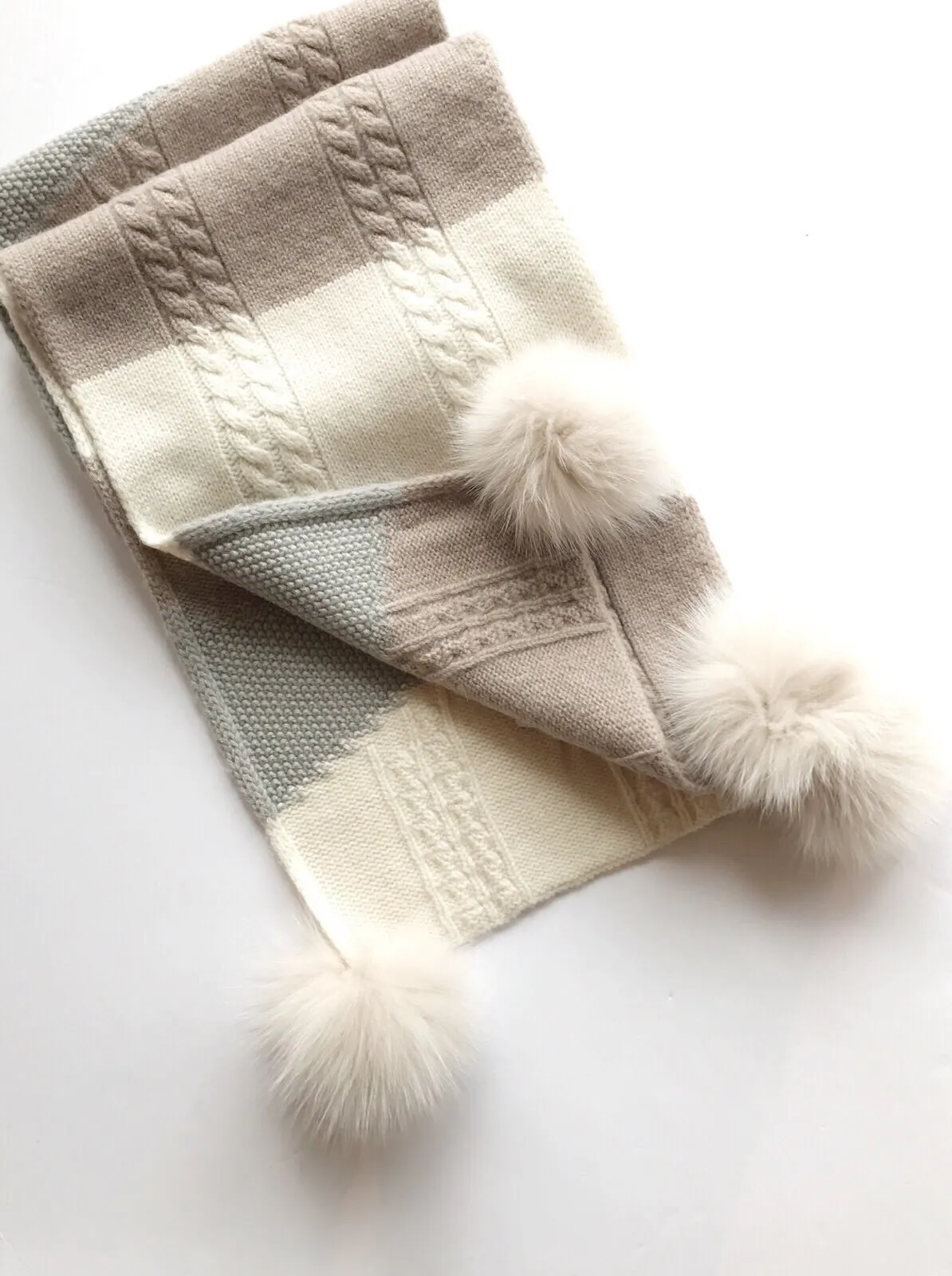 Mitchie's matching Knit Wool Color Blocking Scarf-Taupe