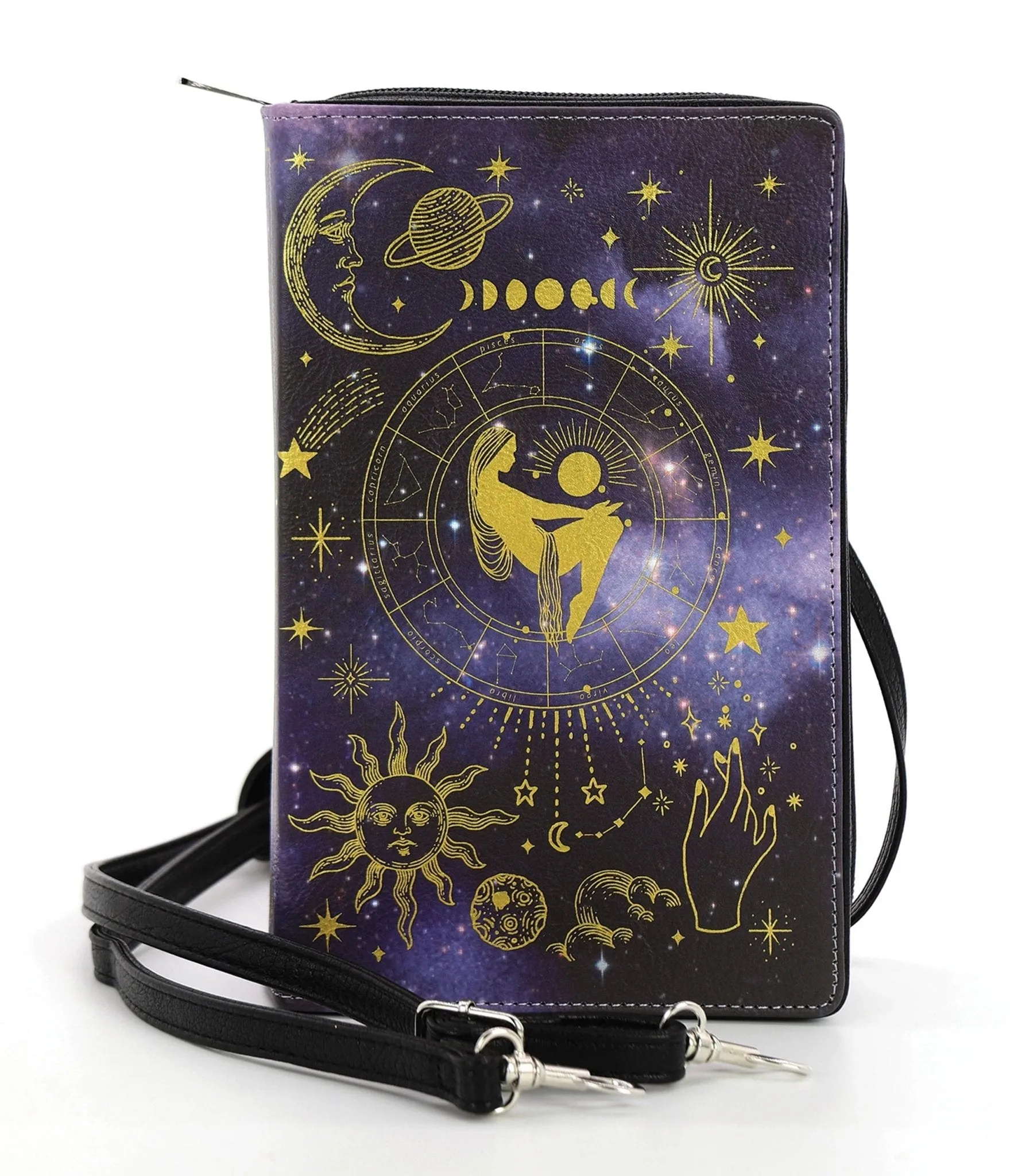 Moon Child Leatherette Book Clutch Bag