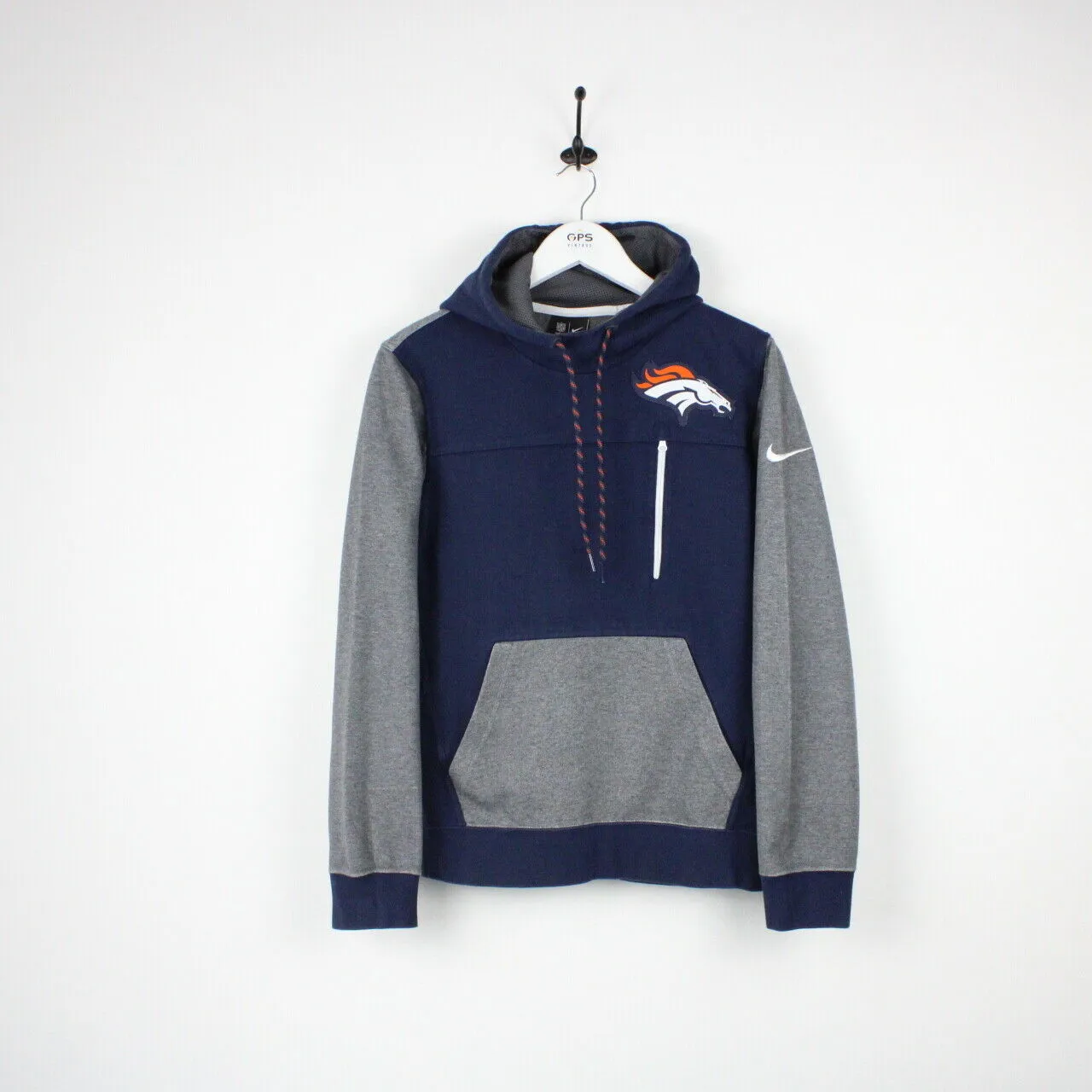 NIKE Denver BRONCOS Hoodie Navy Blue | XS