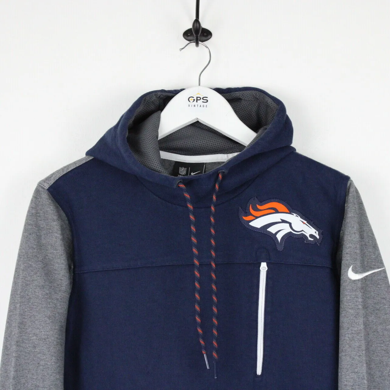 NIKE Denver BRONCOS Hoodie Navy Blue | XS