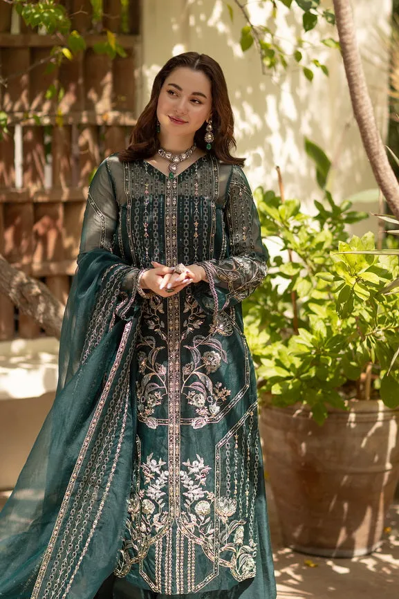 Noor by Azzal Embroidered Organza Unstitched 3Pc Suit D-07 Eira