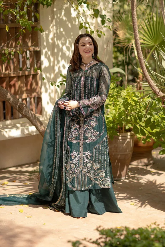 Noor by Azzal Embroidered Organza Unstitched 3Pc Suit D-07 Eira