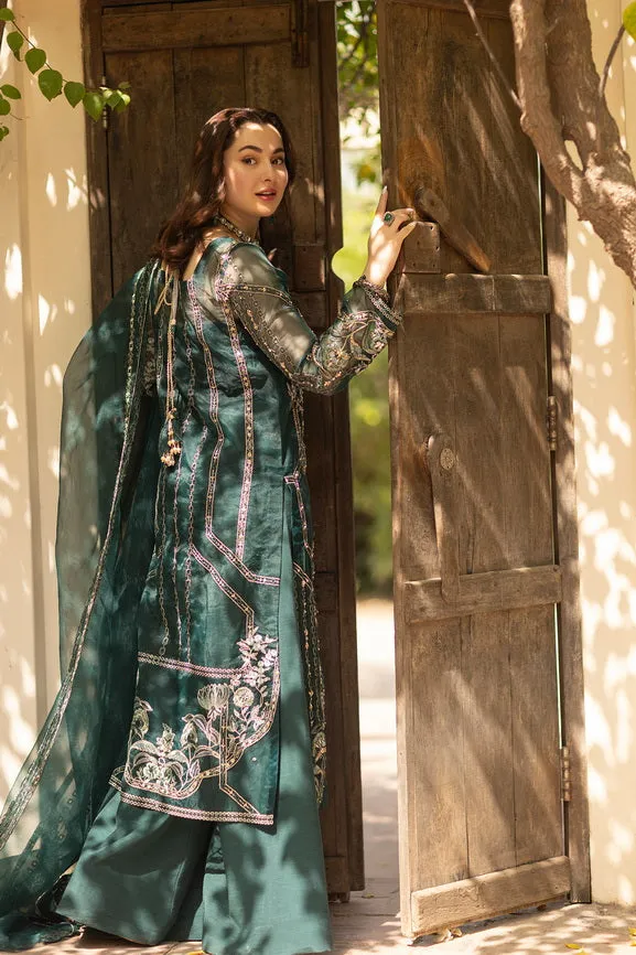 Noor by Azzal Embroidered Organza Unstitched 3Pc Suit D-07 Eira