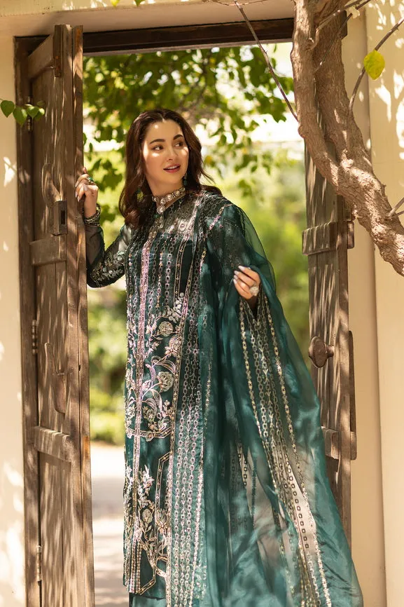 Noor by Azzal Embroidered Organza Unstitched 3Pc Suit D-07 Eira