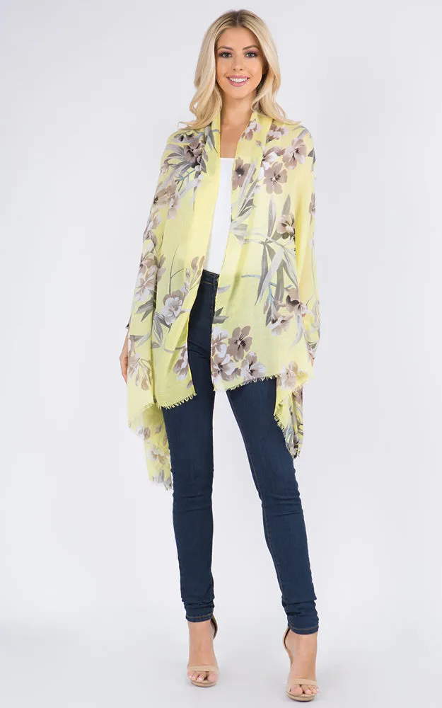 OP1C62 Floral Pattern Print Oblong Scarf