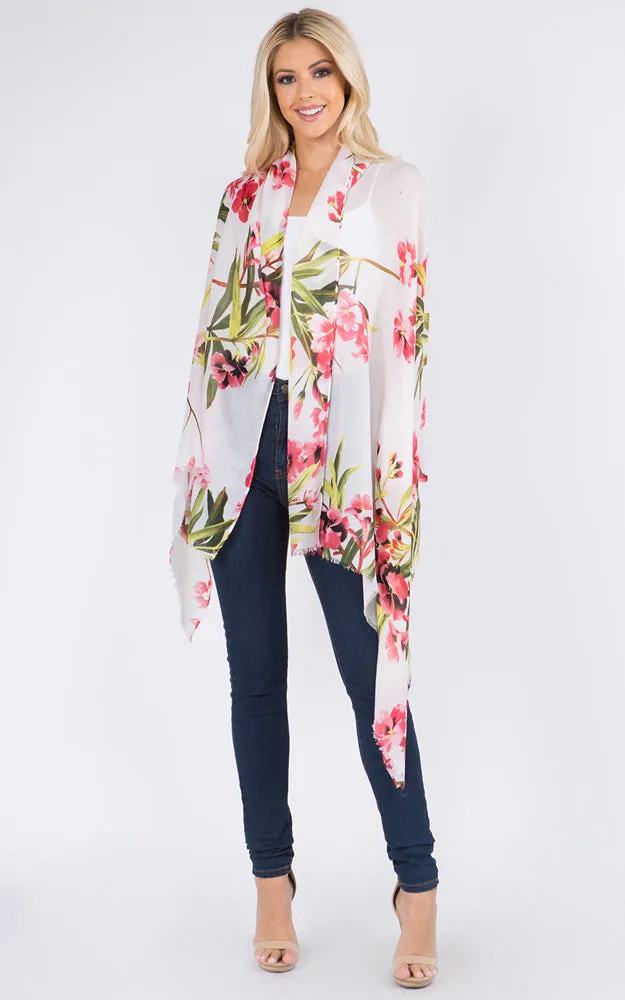 OP1C62 Floral Pattern Print Oblong Scarf