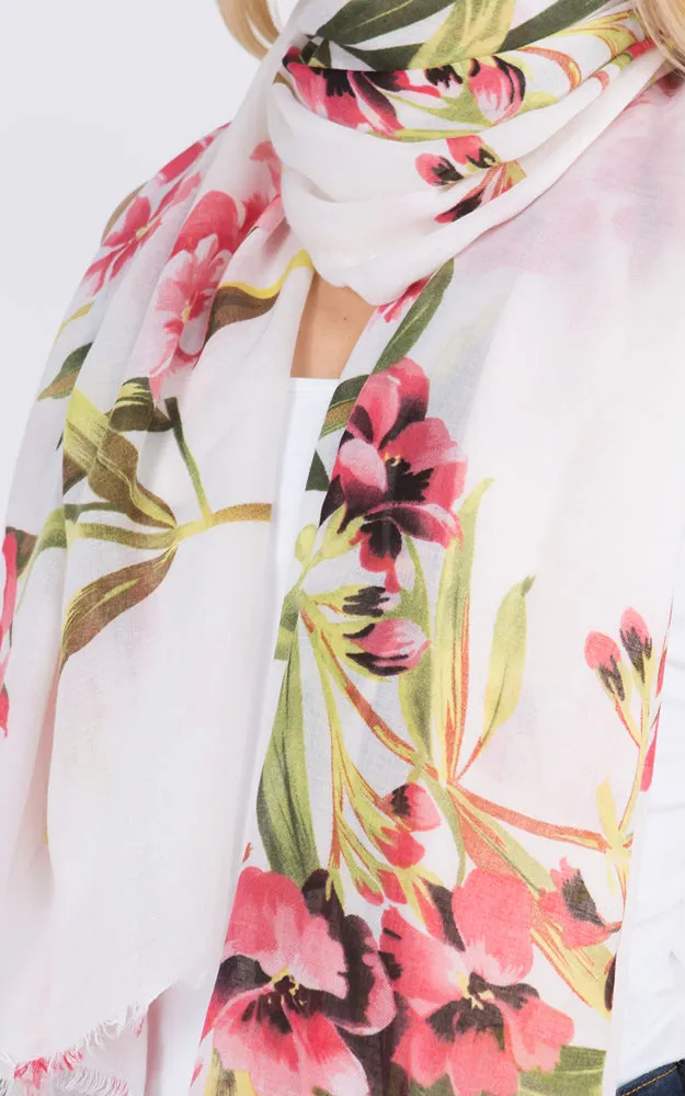 OP1C62 Floral Pattern Print Oblong Scarf