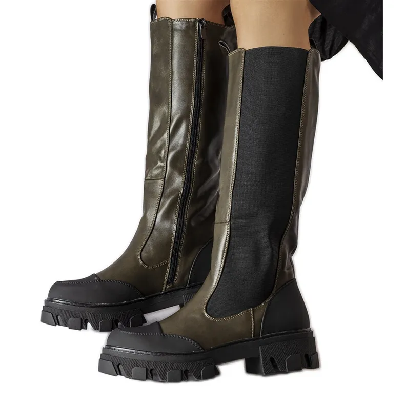 Pasquale green high boots