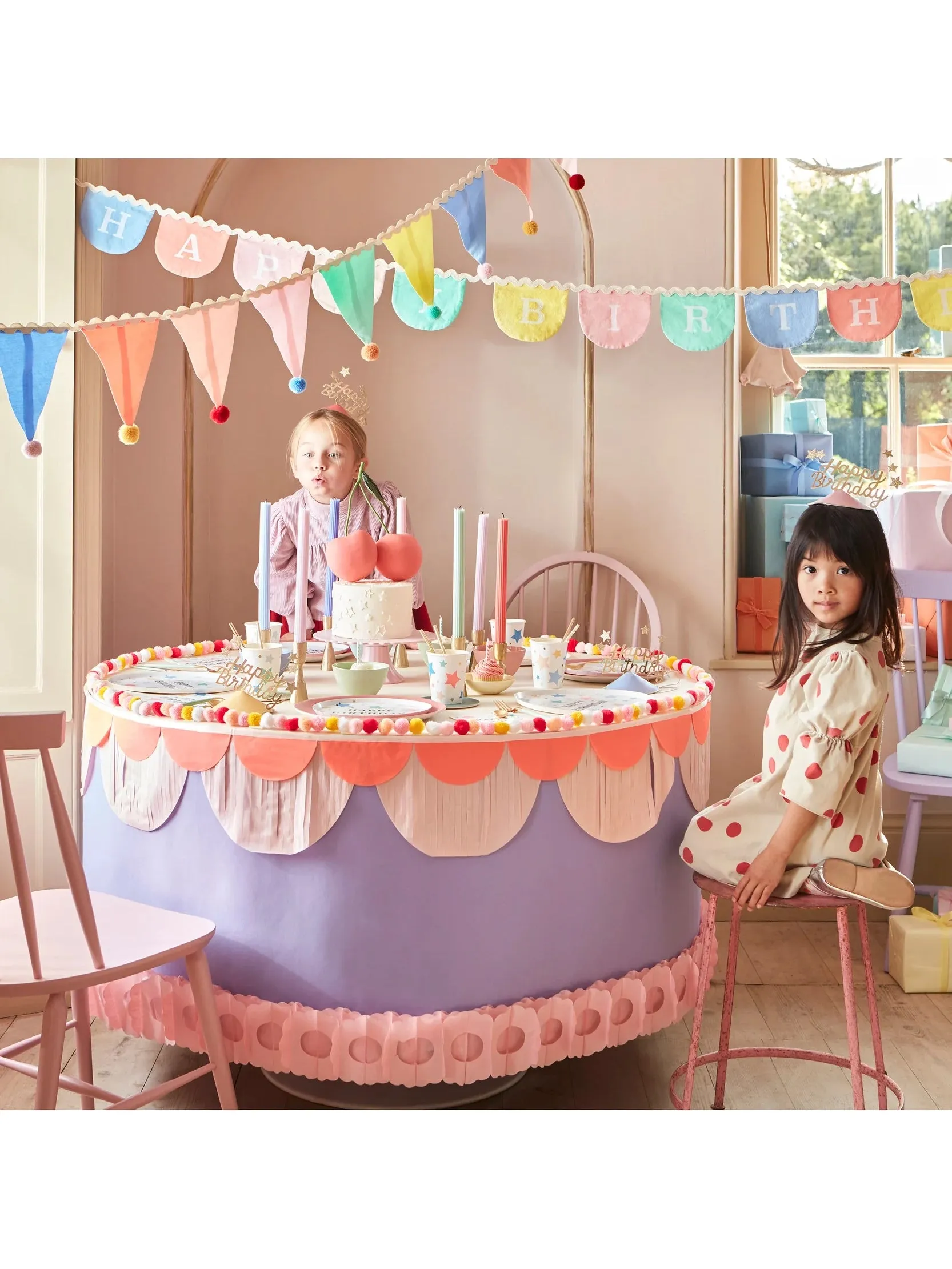 Pastel Pom Pom Flag Garland