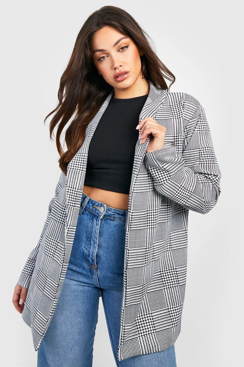 Plus Flannel Relaxed Fit Blazer