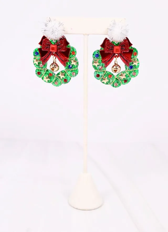 Pom Pom Wreath Earring GREEN