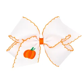 Pumpkin Embroidered Hair Bow - King