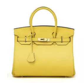 Pure  leather Golden Yellow Amber Tote  Bag