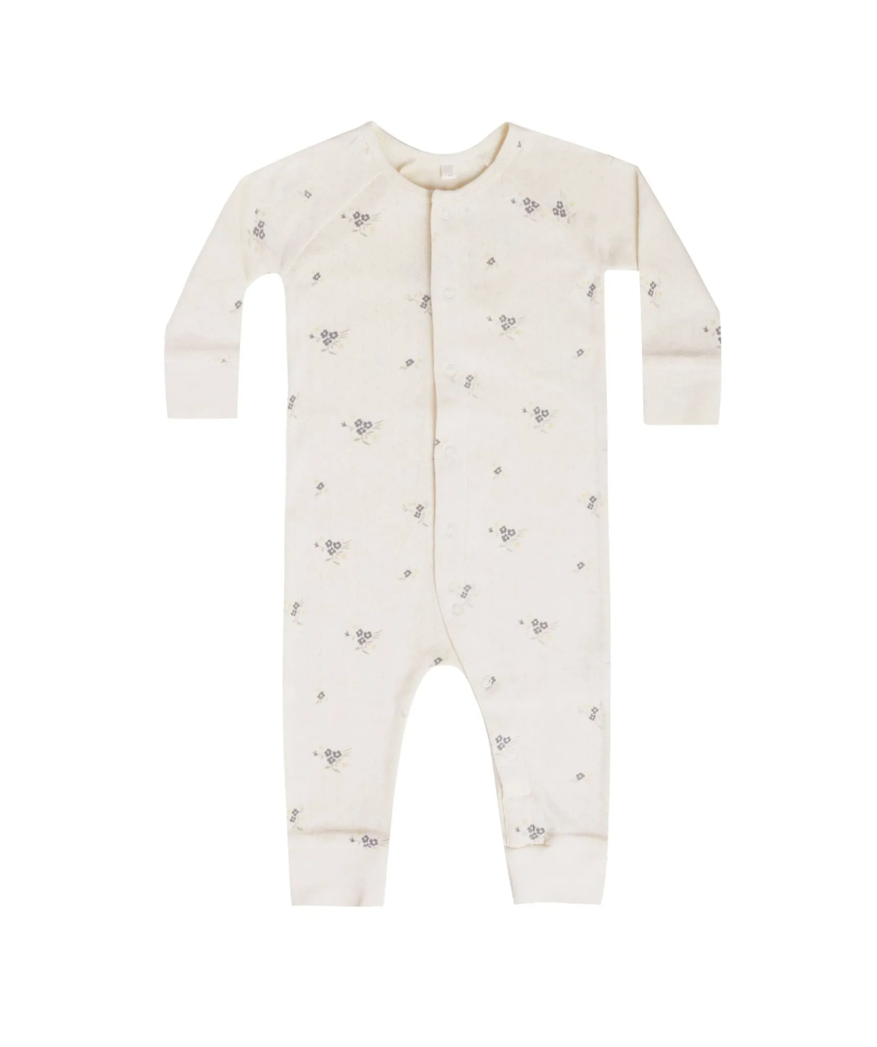 Quincy Mae pointelle long sleeve romper | ditsy ocean