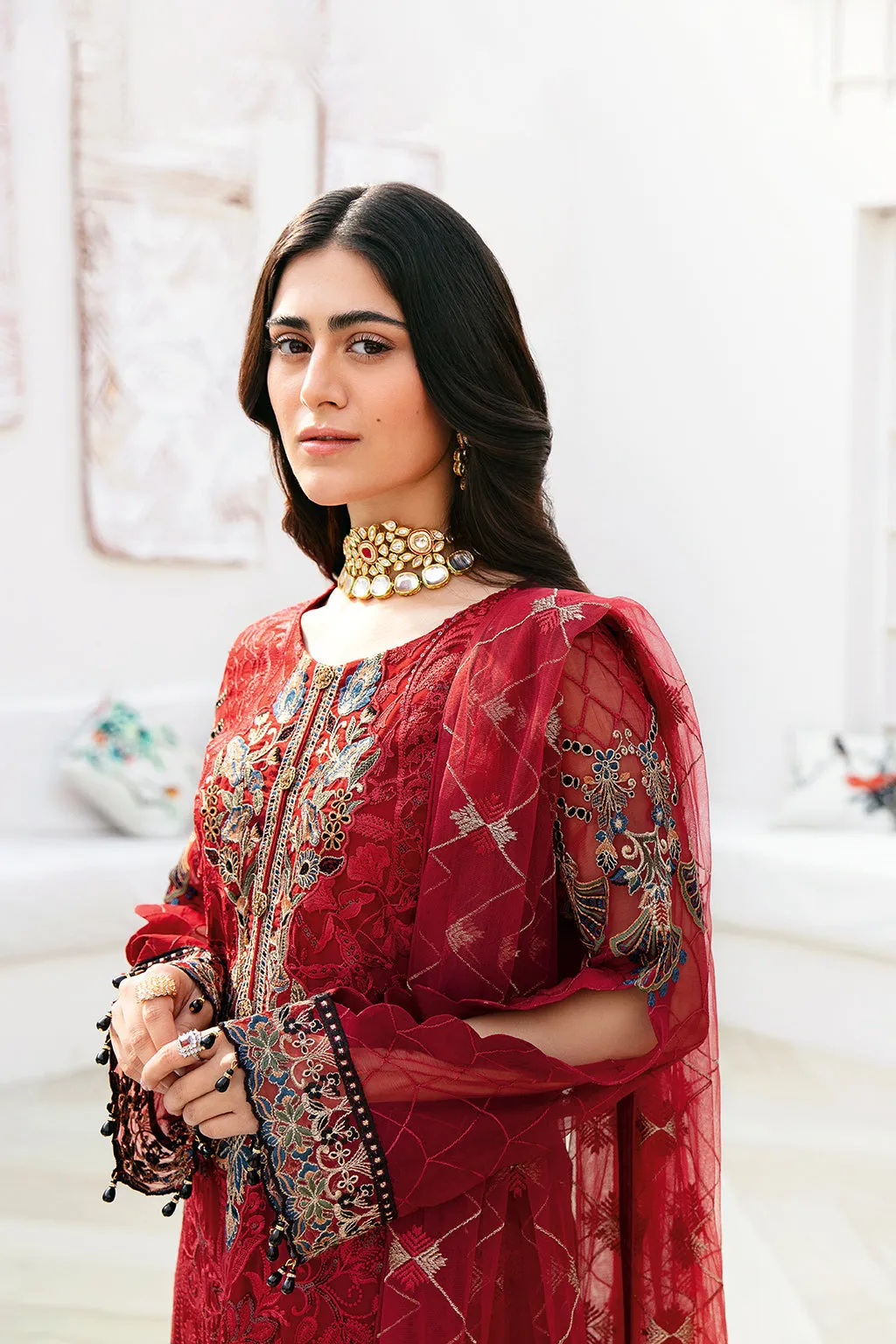 Ramsha Chevron Vol-08 Embroidered Chiffon Unstitched 3Pc Suit A-803