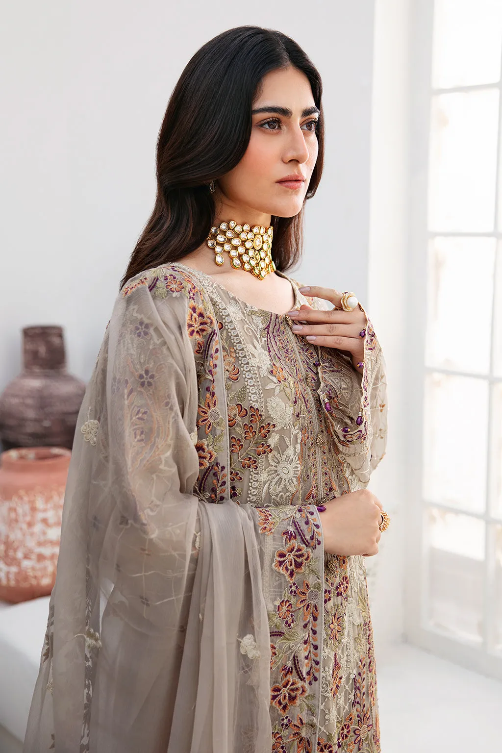 Ramsha Chevron Vol-08 Embroidered Chiffon Unstitched 3Pc Suit A-806