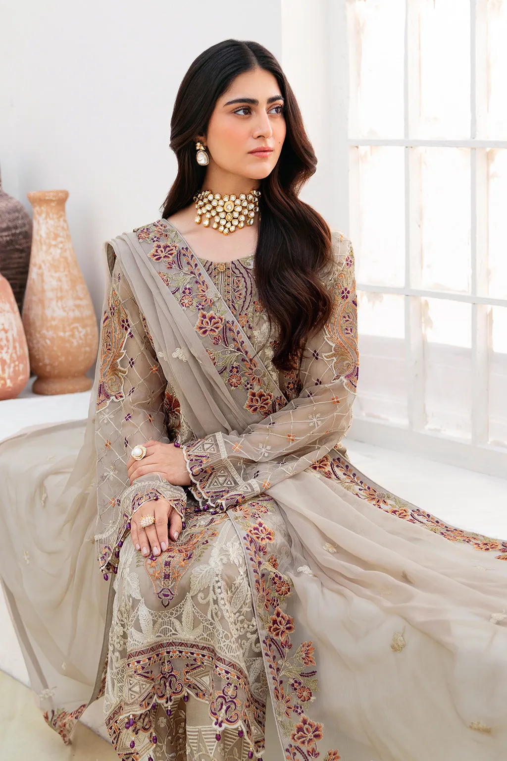 Ramsha Chevron Vol-08 Embroidered Chiffon Unstitched 3Pc Suit A-806