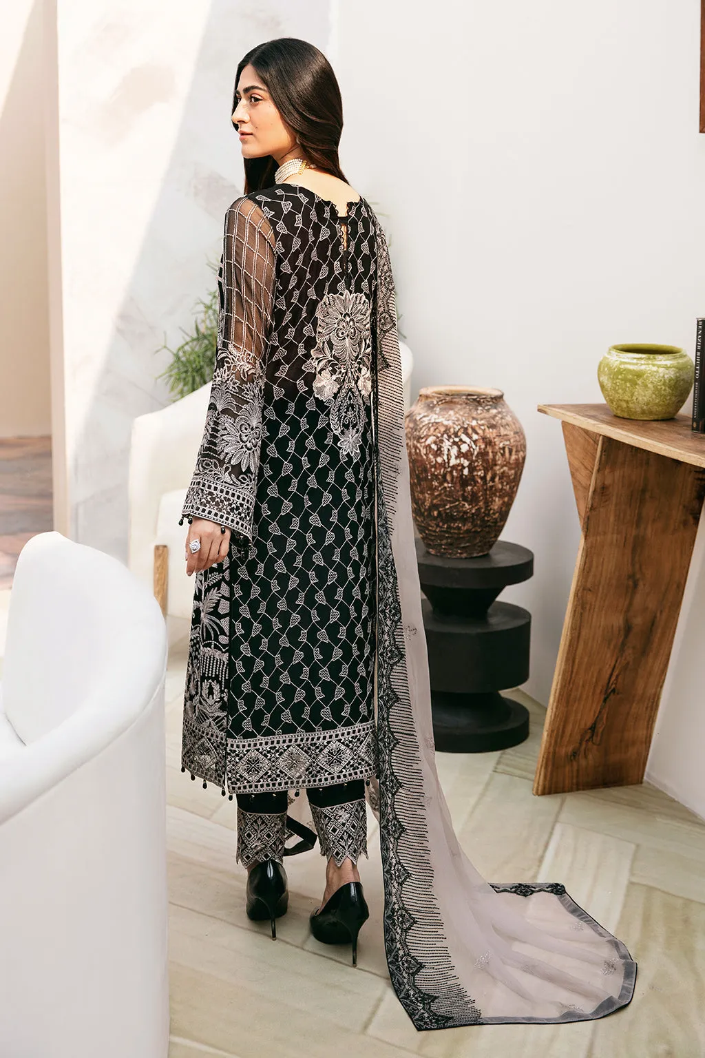 Ramsha Chevron Vol-08 Embroidered Chiffon Unstitched 3Pc Suit A-807