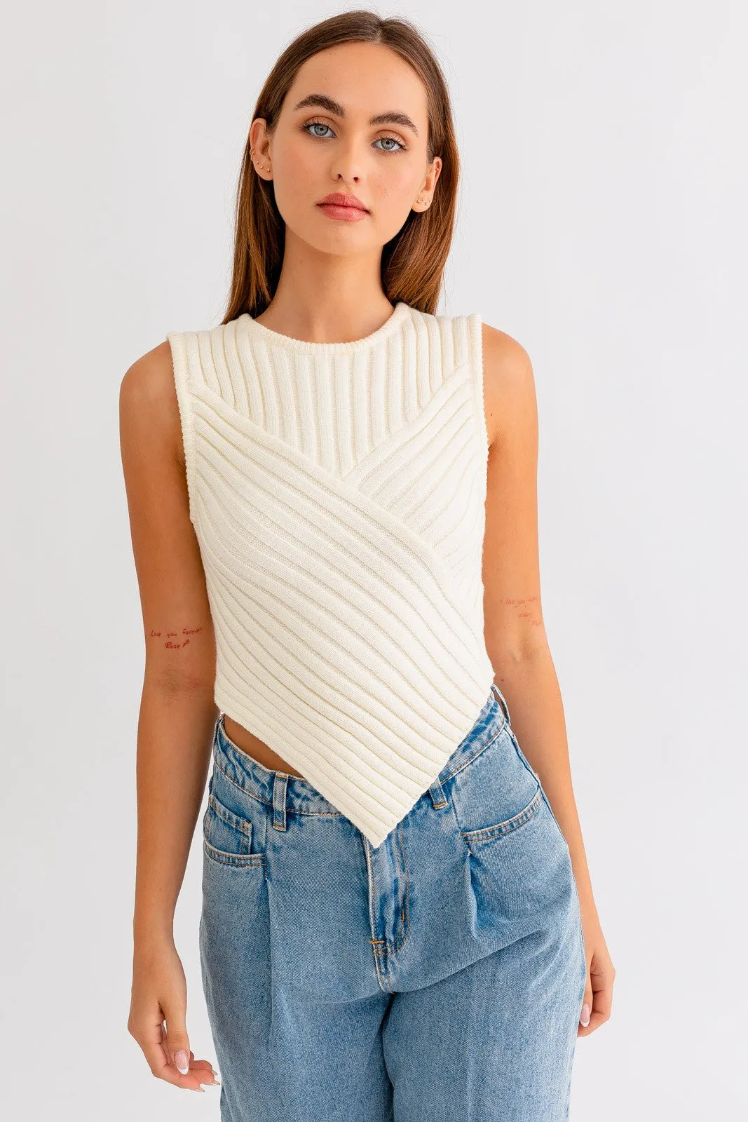 Sail Away Scarf Hem Sweater Top