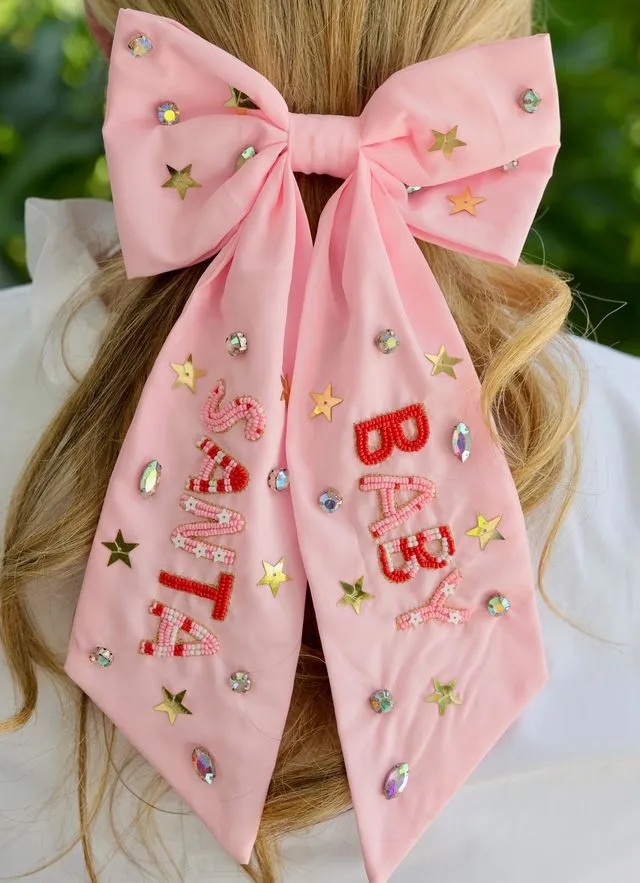 Santa Baby Hair Bow PINK